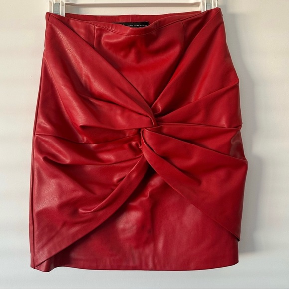 Zara Skirts Zara Red Leather Skirt Poshmark